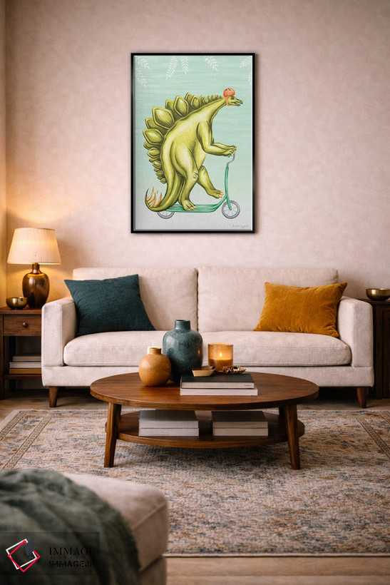 تابلو دکوراتیو استگوسور روی اسکوتر اثر آملی لگو - D6B