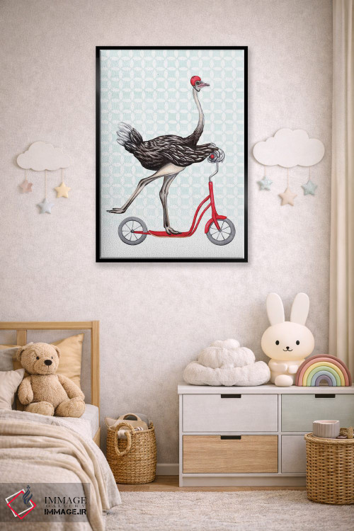 تابلو دکوراتیو شترمرغ روی دوچرخه اثر آملی لگو - D5B
