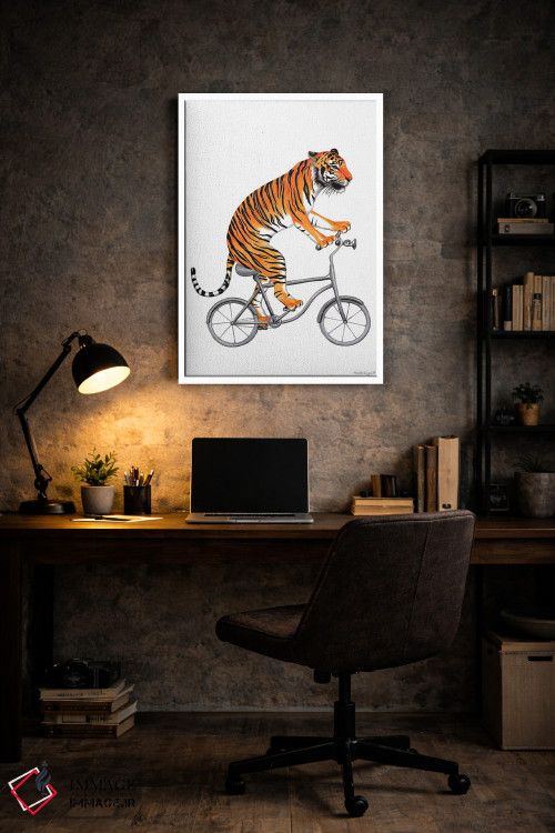 تابلو دکوراتیو ببر روی دوچرخه اثر آملی لگو - D6W