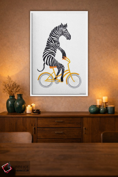 تابلو دکوراتیو گورخر دوچرخه سوار اثر آملی لگو - D1W