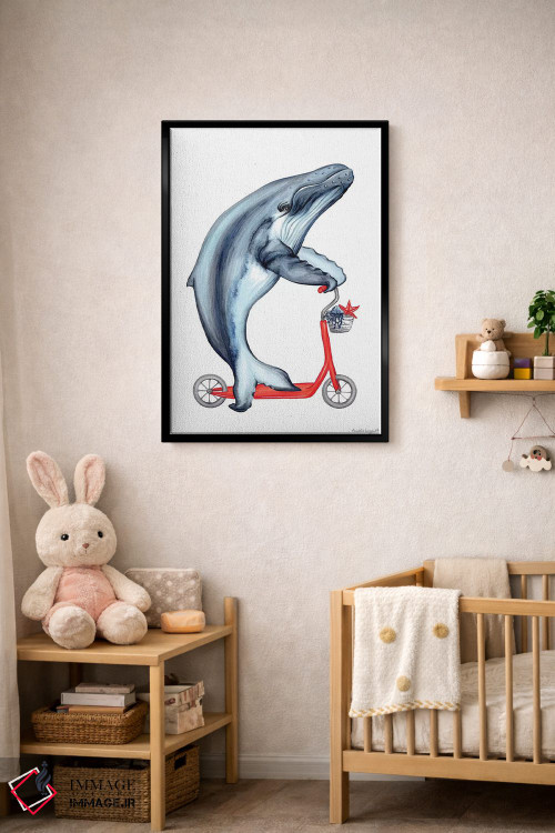 تابلو دکوراتیو نهنگ دوچرخه سوار اثر آملی لگو - D5B