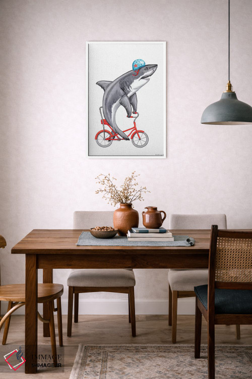 تابلو دکوراتیو کوسه روی دوچرخه اثر آملی لگو - D6W