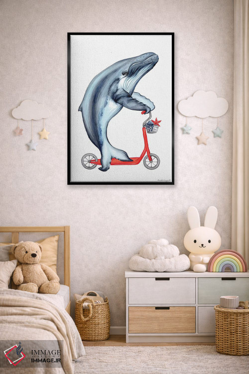 تابلو دکوراتیو نهنگ دوچرخه سوار اثر آملی لگو - D6B