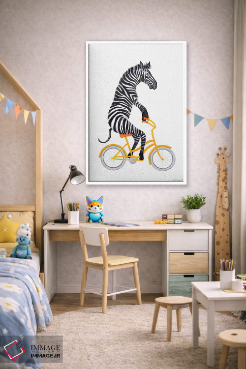 تابلو دکوراتیو گورخر دوچرخه سوار اثر آملی لگو - D2W