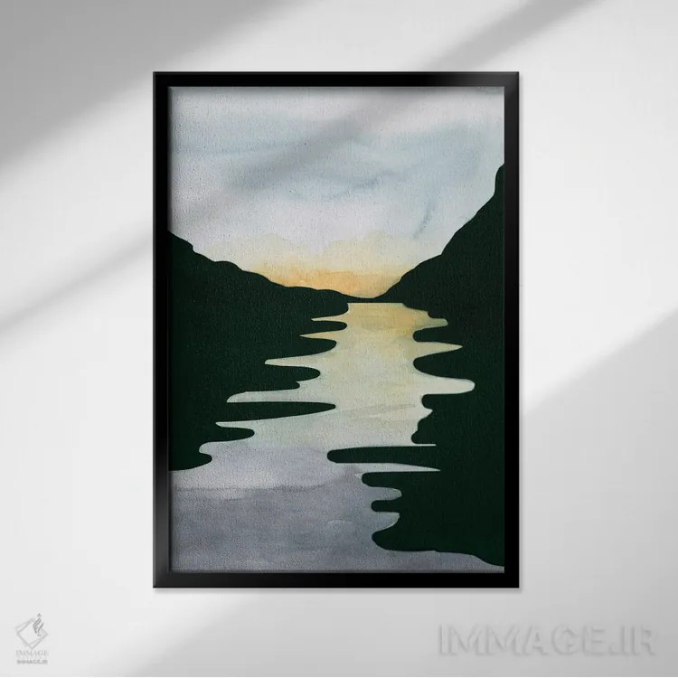 تابلو انتزاعی رودخانه الیزابت ۲ اثر آلیشیا لانگلی - نمای قابدار مشکی