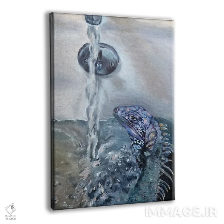 تابلو دکوراتیو حمام مارمولک اثر لیزا گلدفارب - نمای پرسپکتیو محصول