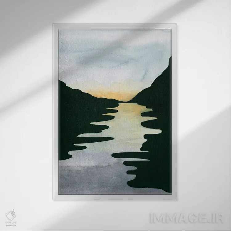 تابلو انتزاعی رودخانه الیزابت ۲ اثر آلیشیا لانگلی - نمای قابدار سفید