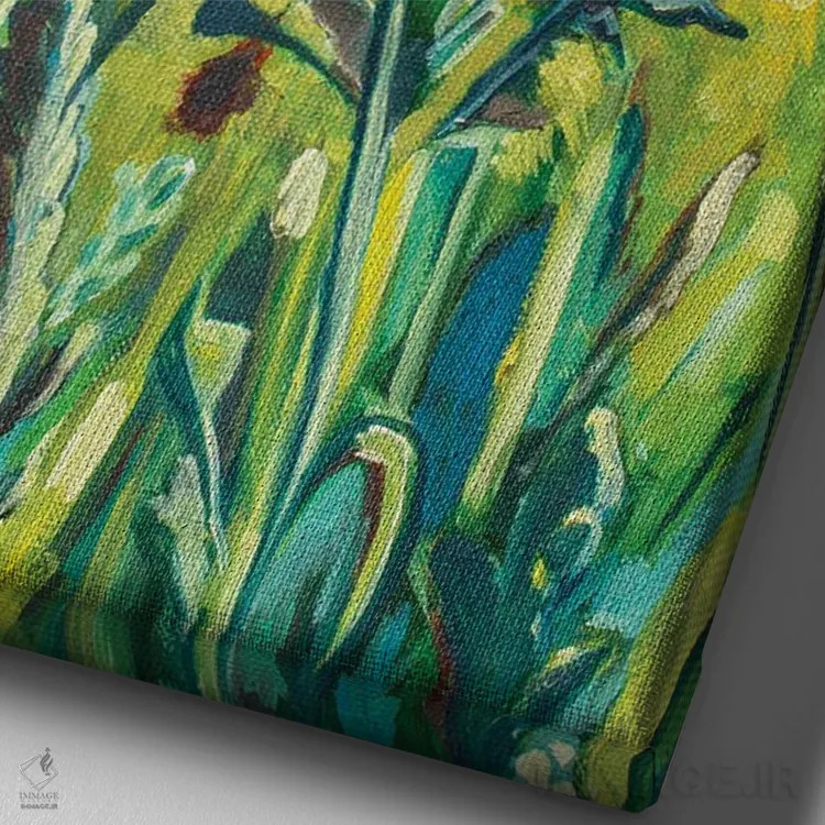 تابلو دکوراتیو شقایق ها در آلمان اثر لیزا گلدفارب - نمای نزدیک بافت بوم