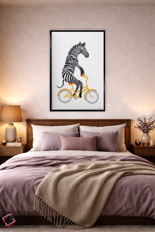 تابلو دکوراتیو گورخر دوچرخه سوار اثر آملی لگو - D5B