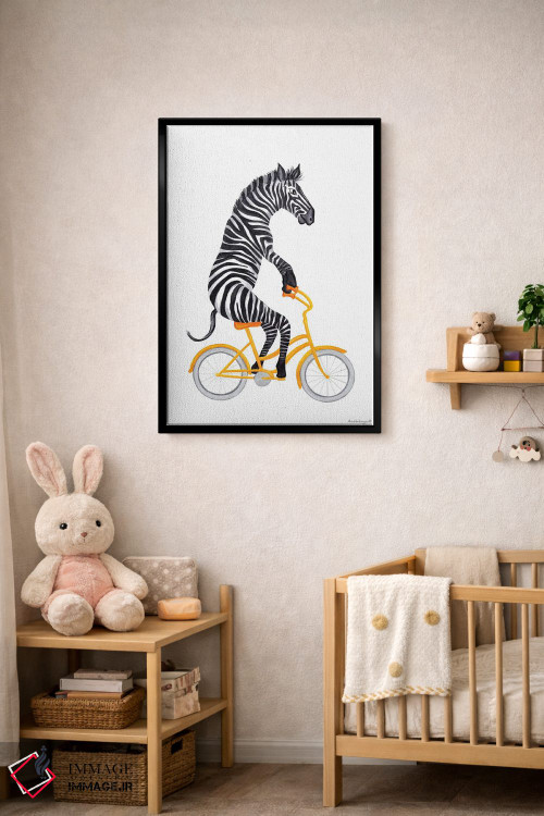 تابلو دکوراتیو گورخر دوچرخه سوار اثر آملی لگو - D6B