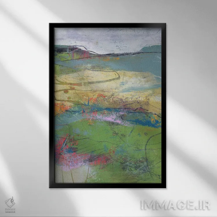 تابلو انتزاعی نمای آرام اثر لوری هاف - نمای قابدار مشکی