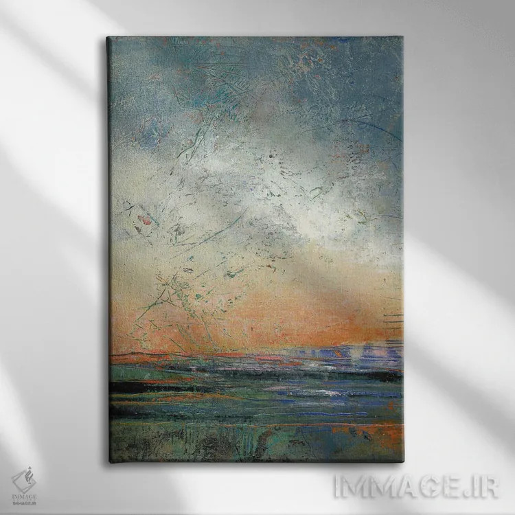 تابلو انتزاعی آرامش غروب اثر لوری هاف - نمای روبهرو روی دیوار