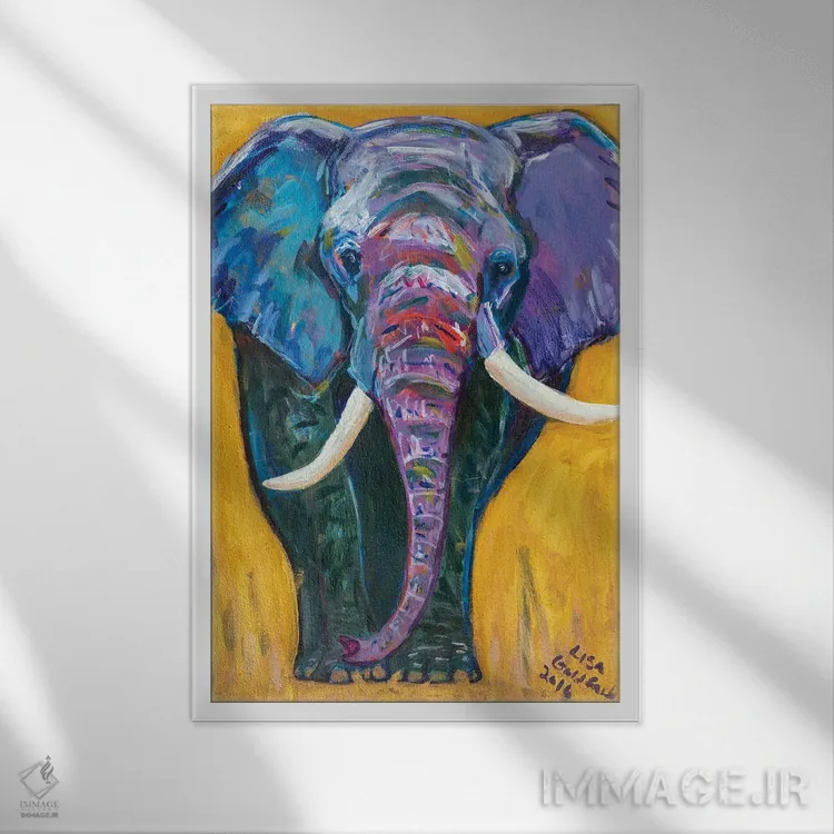 تابلو دکوراتیو طلای فیل اثر لیزا گلدفارب - نمای قابدار سفید