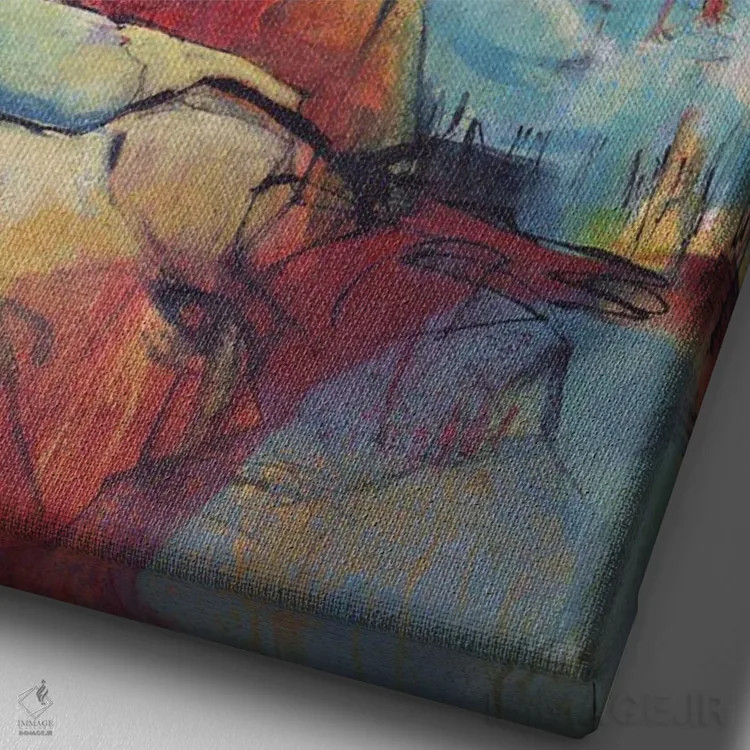تابلو انتزاعی چشم انداز زیبا اثر لوری هاف - نمای نزدیک بافت بوم