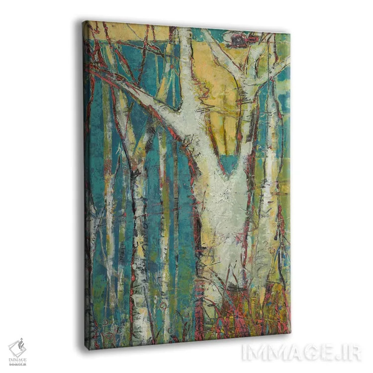 تابلو انتزاعی در میان درختان آسپن اثر لوری هاف - نمای پرسپکتیو محصول