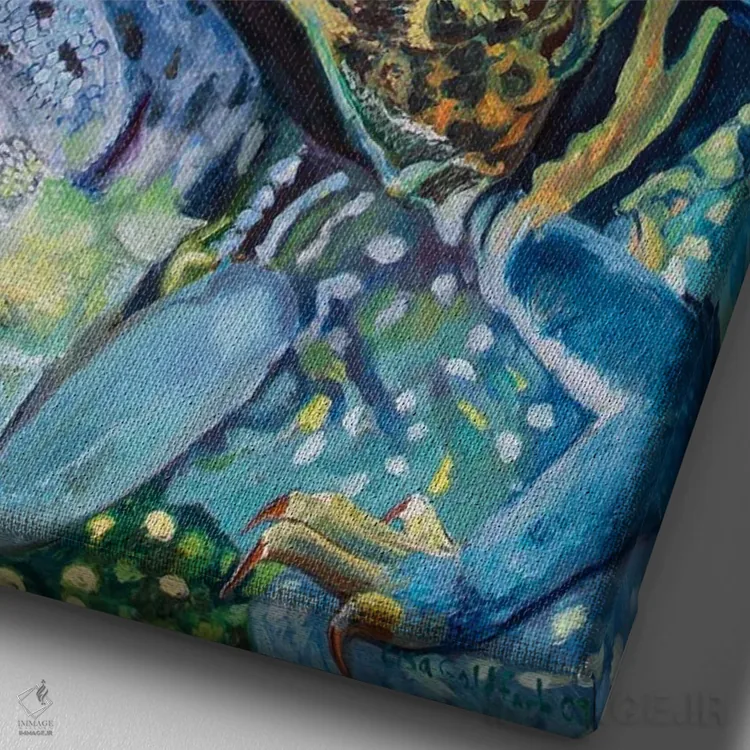 تابلو دکوراتیو گروه مارمولک های یقه دار اثر لیزا گلدفارب - نمای نزدیک بافت بوم