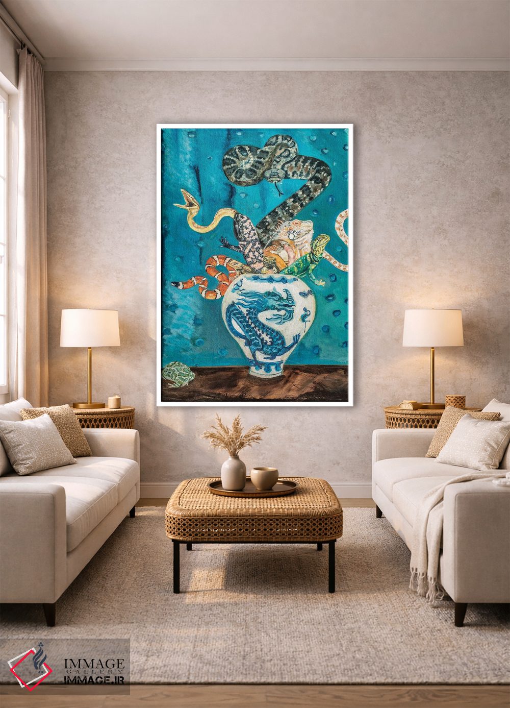 تابلو دکوراتیو طبیعت بی جان خزندگان اثر لیزا گلدفارب - D1W