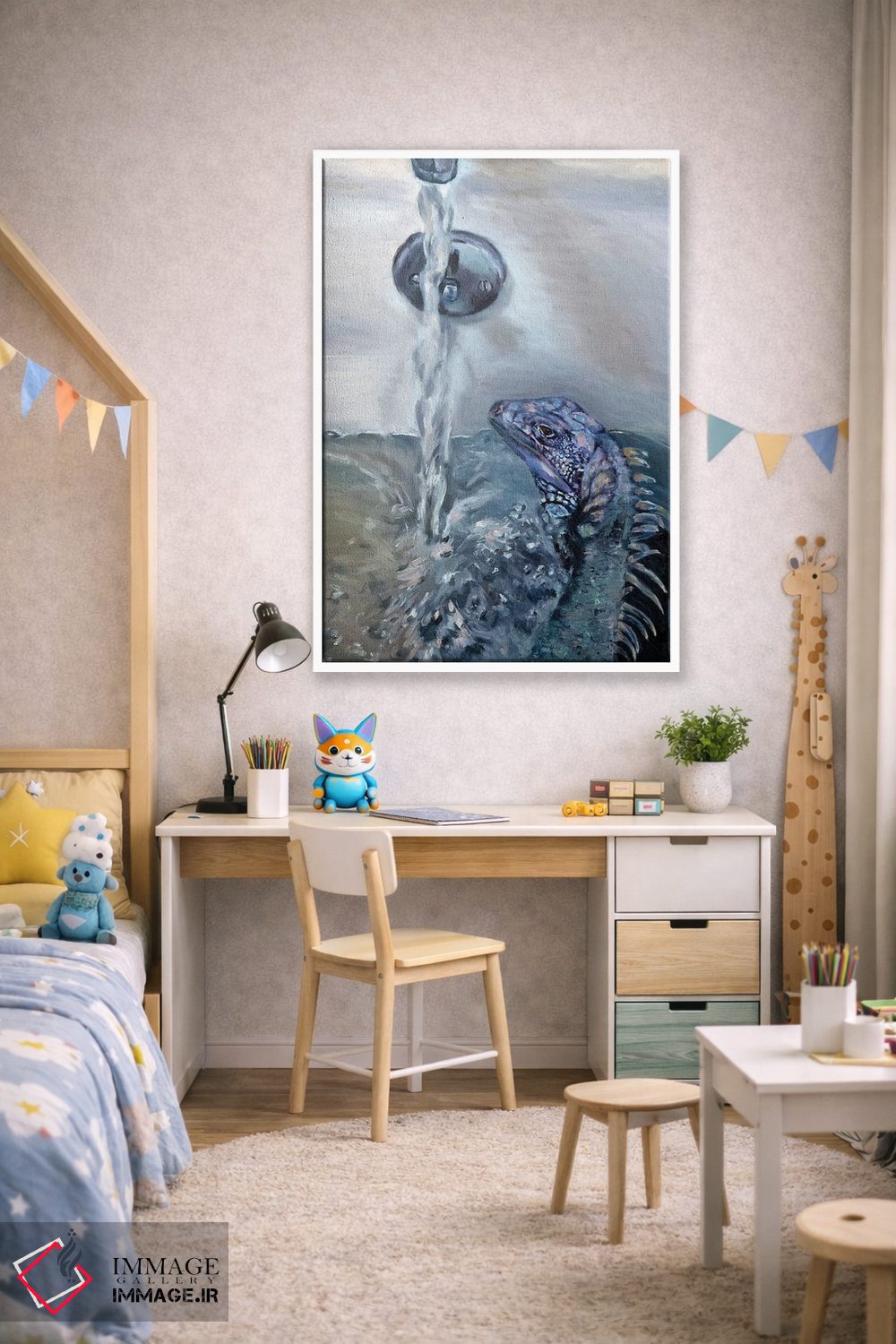 تابلو دکوراتیو حمام مارمولک اثر لیزا گلدفارب - D1W