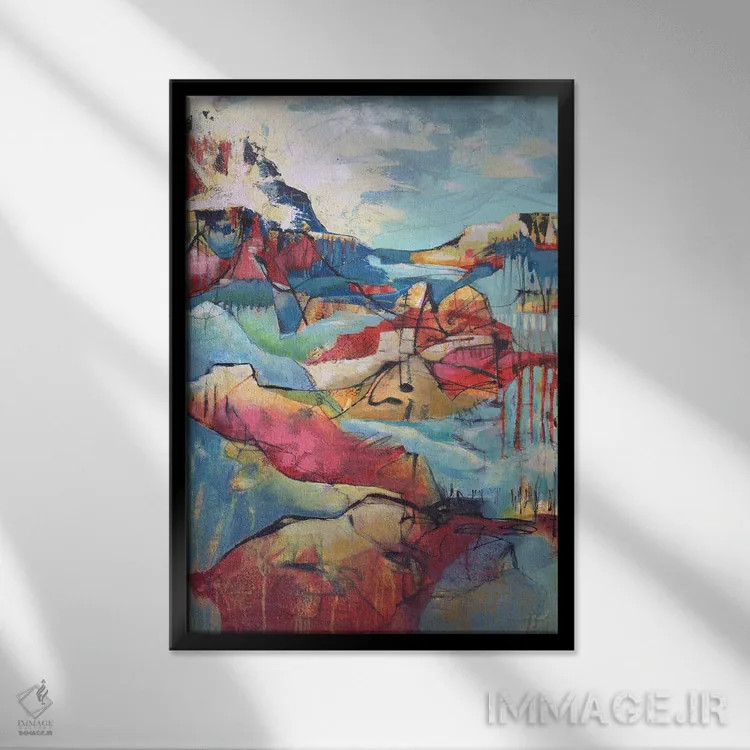 تابلو انتزاعی چشم انداز زیبا اثر لوری هاف - نمای قابدار مشکی