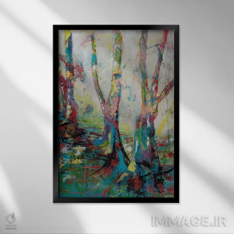 تابلو انتزاعی اجرای صندوقی اثر لوری هاف - نمای قابدار مشکی