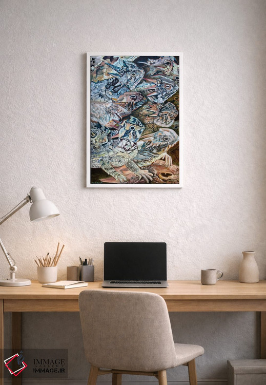 تابلو دکوراتیو تهاجم مارمولک های شاخدار اثر لیزا گلدفارب - D1W