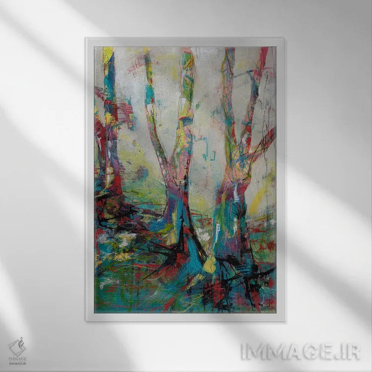 تابلو انتزاعی اجرای صندوقی اثر لوری هاف - نمای قابدار سفید