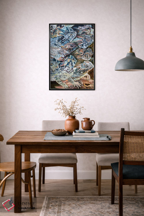 تابلو دکوراتیو تهاجم مارمولک های شاخدار اثر لیزا گلدفارب - D6B