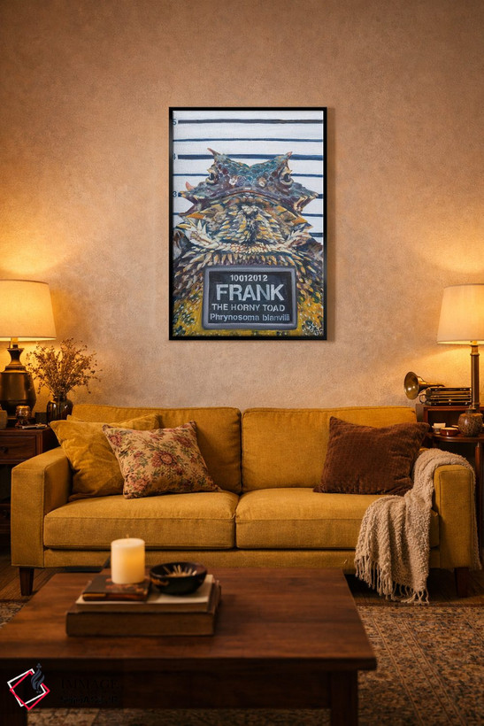 تابلو دکوراتیو Frank, The Horny Toad,فرانک وزغ شاخدار اثر لیزا گلدفارب - D3B