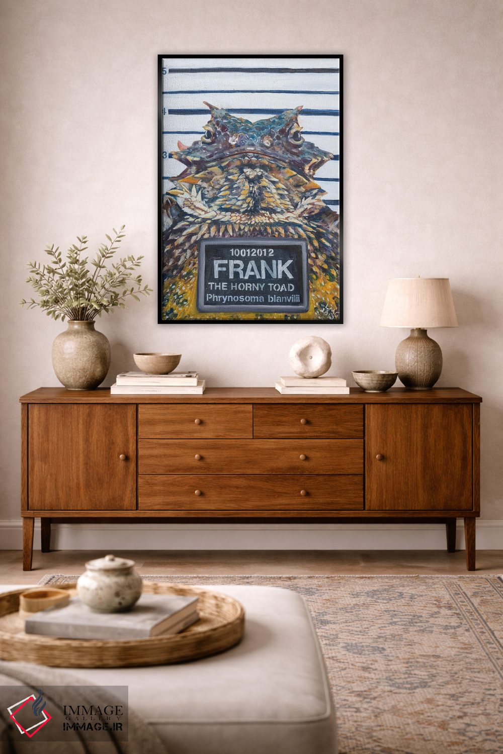 تابلو دکوراتیو Frank, The Horny Toad,فرانک وزغ شاخدار اثر لیزا گلدفارب - D4B