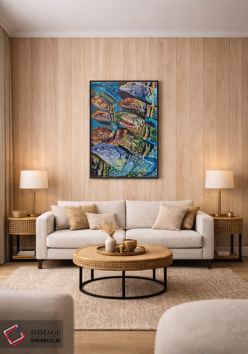 تابلو دکوراتیو گروه مارمولک های یقه دار اثر لیزا گلدفارب - D1B