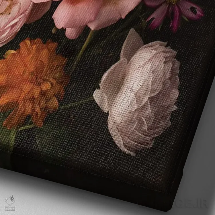 تابلو دکوراتیو یک جیب پر از گل اثر لیا مک لین - نمای نزدیک بافت بوم