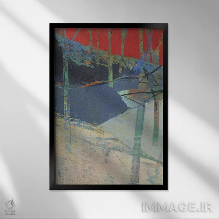 تابلو انتزاعی درختان زمستانی اثر لوری هاف - نمای قابدار مشکی