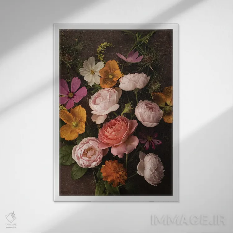 تابلو دکوراتیو یک جیب پر از گل اثر لیا مک لین - نمای قابدار سفید