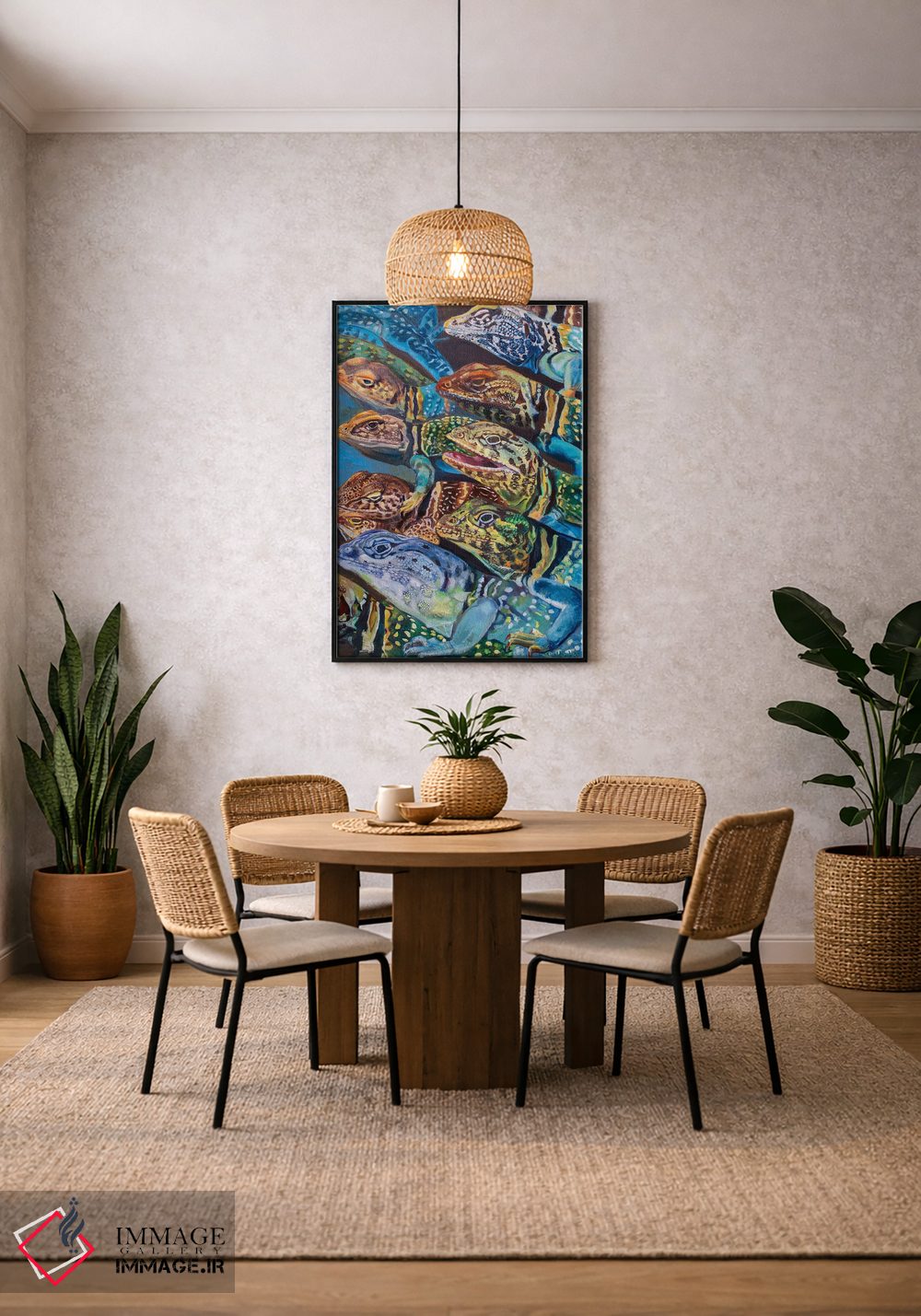 تابلو دکوراتیو گروه مارمولک های یقه دار اثر لیزا گلدفارب - D4B