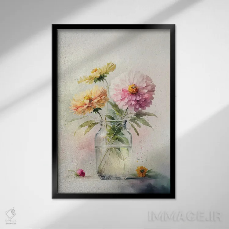 تابلو دکوراتیو شکوفه های بستنی تابستانی اثر لیا مک لین - نمای قابدار مشکی