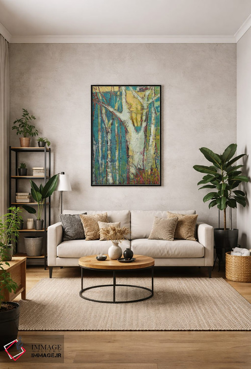 تابلو انتزاعی در میان درختان آسپن اثر لوری هاف - D2B