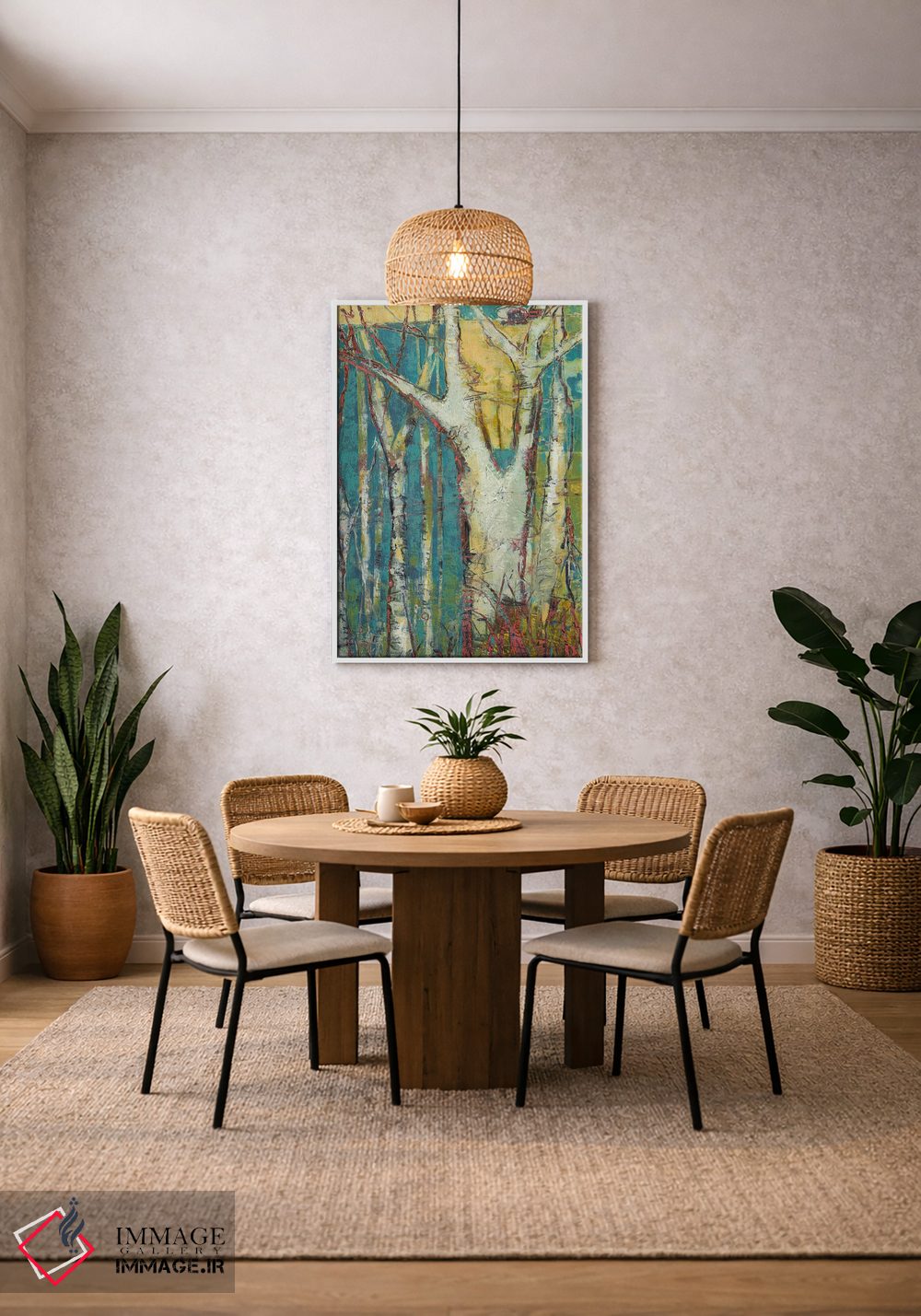 تابلو انتزاعی در میان درختان آسپن اثر لوری هاف - D4W