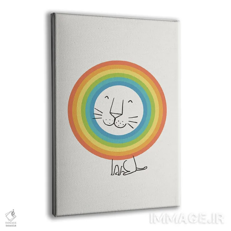 تابلو مینیمال یک شیر خوشحال اثر لیم هنگ سوی - نمای پرسپکتیو محصول