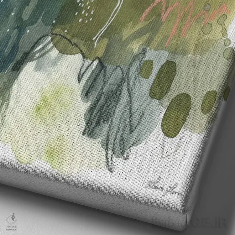 تابلو انتزاعی طلای طبیعت II اثر لورا هورن - نمای نزدیک بافت بوم