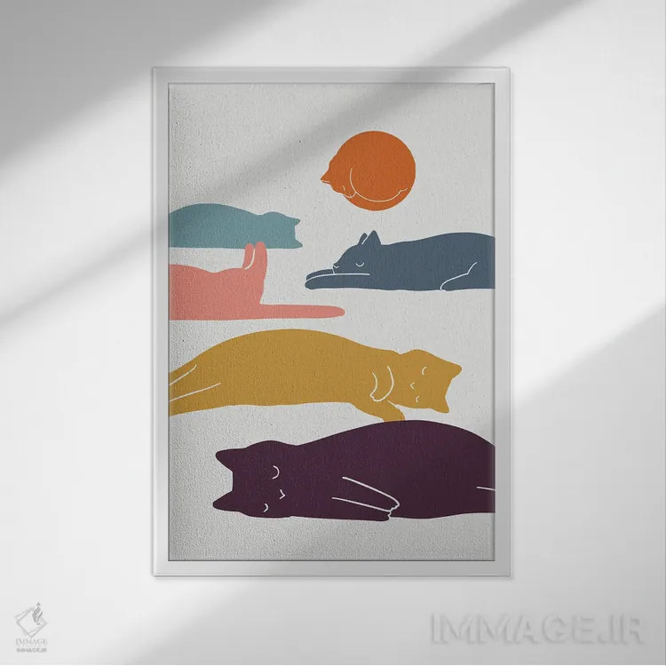 تابلو مدرن چشم انداز گربه XI اثر لیم هنگ سوی - نمای قابدار سفید