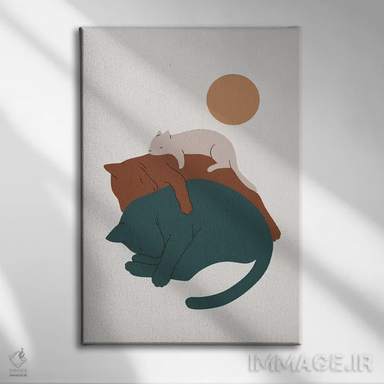 تابلو مینیمال چشم انداز گربه XVII اثر لیم هنگ سوی - نمای روبهرو روی دیوار