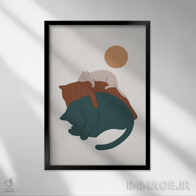 تابلو مینیمال چشم انداز گربه XVII اثر لیم هنگ سوی - نمای قابدار مشکی