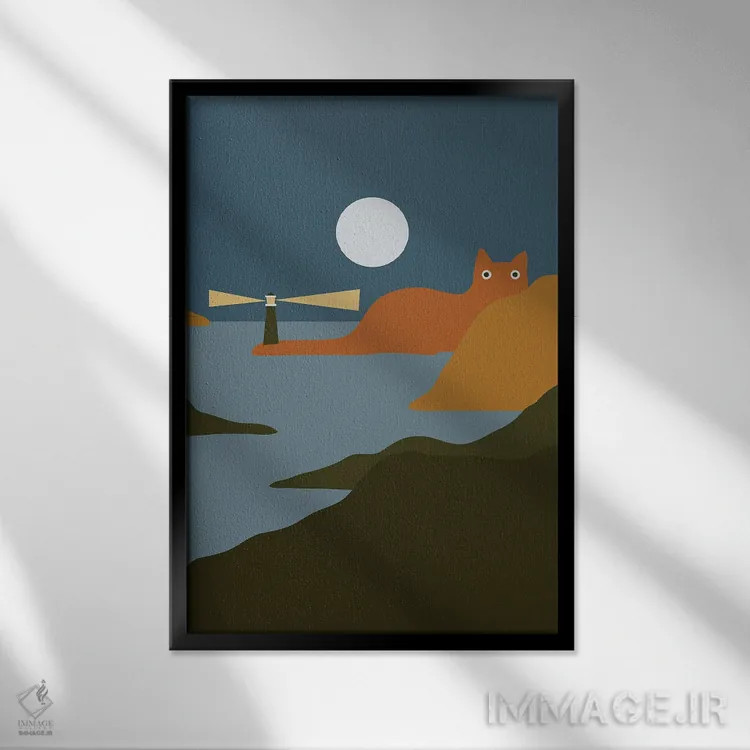 تابلو دکوراتیو چشم انداز گربه XX اثر لیم هنگ سوی - نمای قابدار مشکی