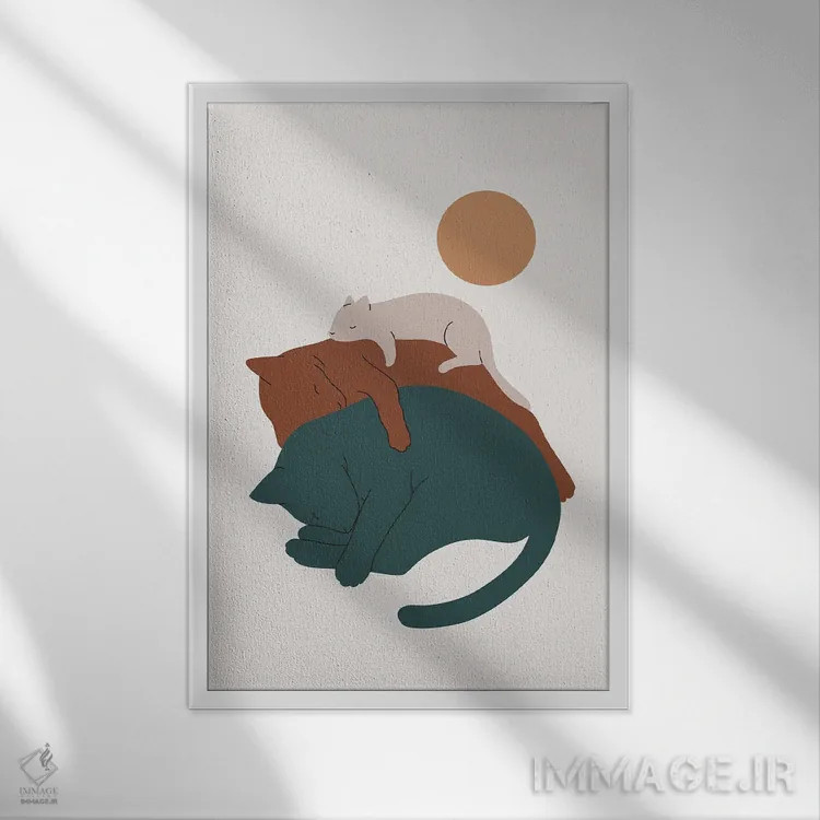 تابلو مینیمال چشم انداز گربه XVII اثر لیم هنگ سوی - نمای قابدار سفید