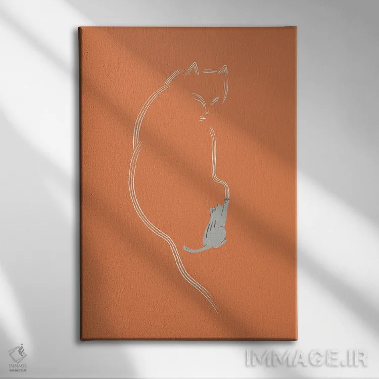 تابلو مینیمال گربه هنرمند اثر لیم هنگ سوی - نمای روبهرو روی دیوار