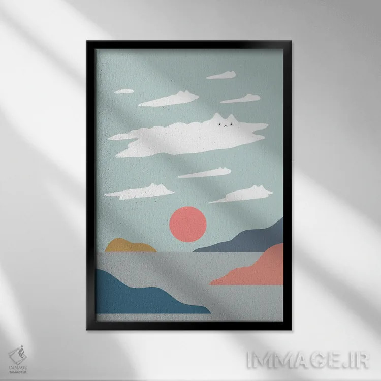 تابلو مینیمال چشم انداز گربه XXIII اثر لیم هنگ سوی - نمای قابدار مشکی