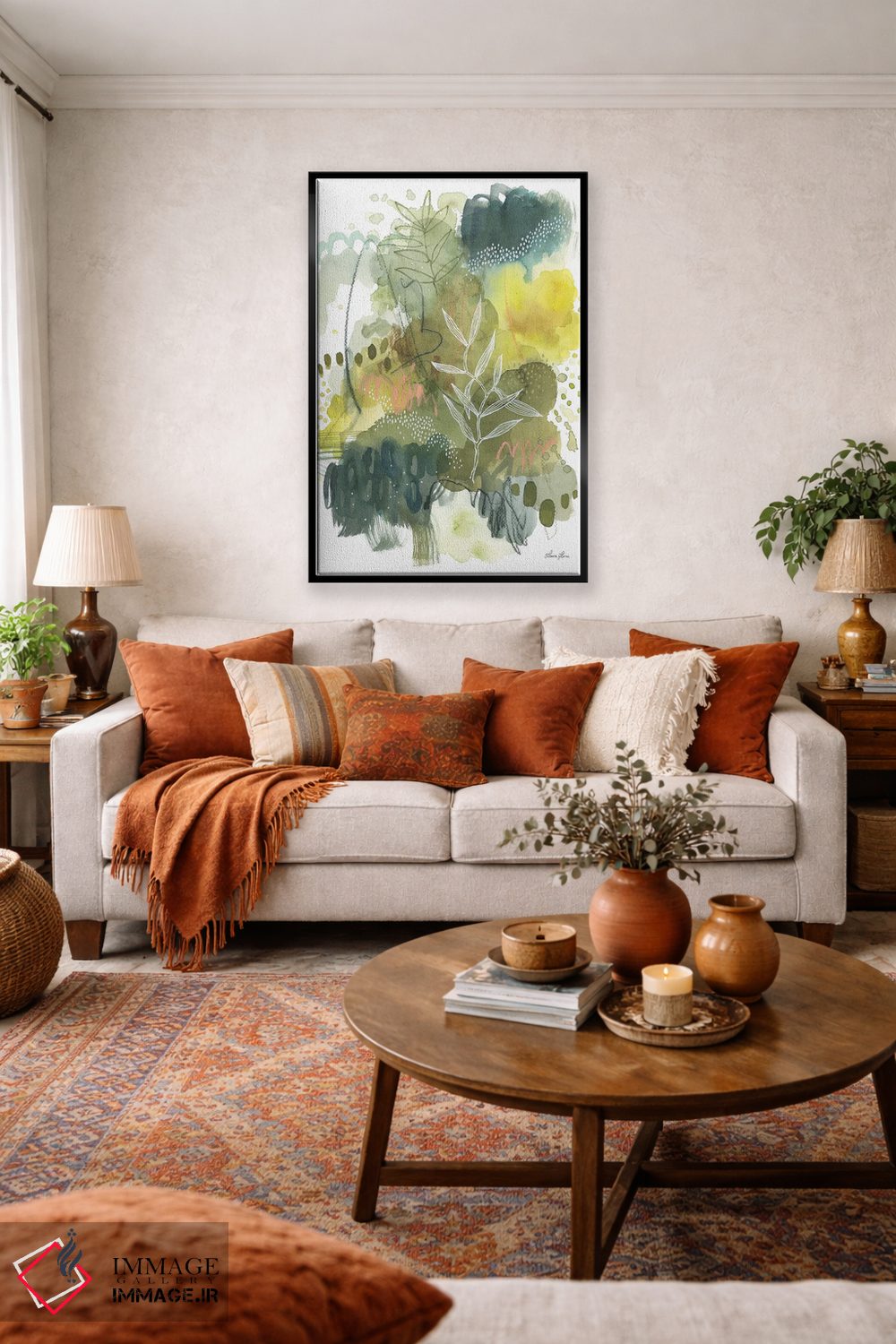 تابلو انتزاعی طلای طبیعت II اثر لورا هورن - D3B