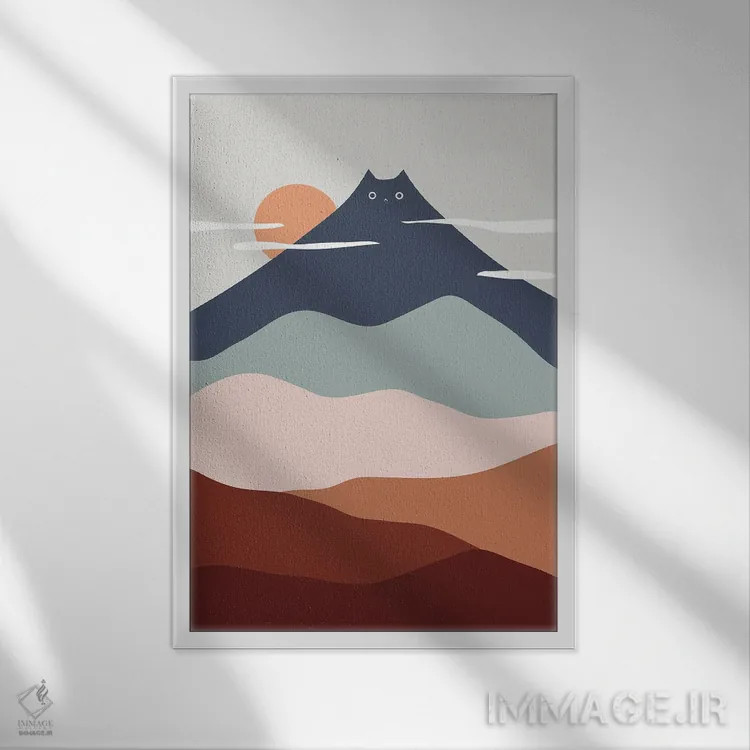 تابلو مینیمال چشم انداز گربه XXI اثر لیم هنگ سوی - نمای قابدار سفید