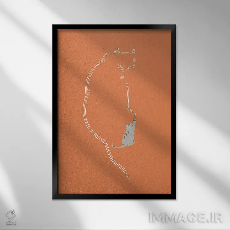 تابلو مینیمال گربه هنرمند اثر لیم هنگ سوی - نمای قابدار مشکی