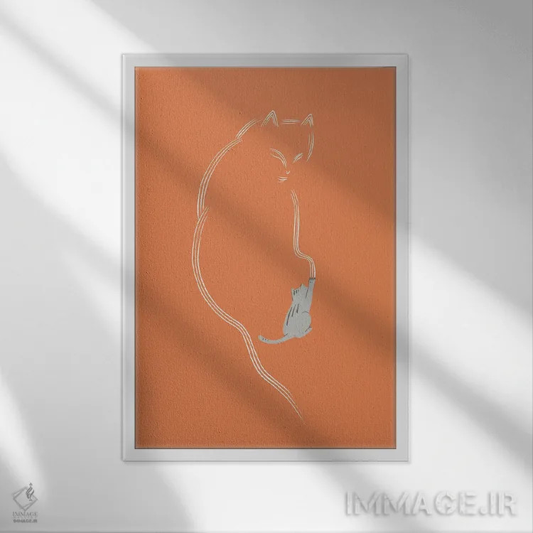 تابلو مینیمال گربه هنرمند اثر لیم هنگ سوی - نمای قابدار سفید